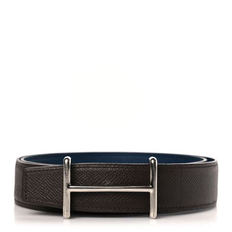 HERMES Epsom 32mm Idem Belt 85 34 Chocolate 